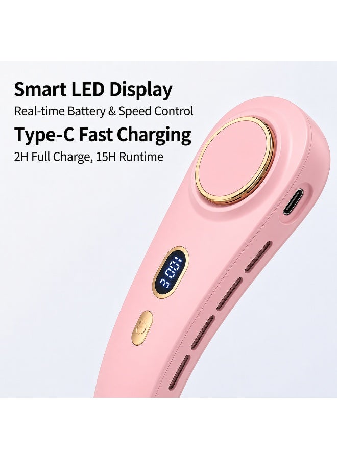 Portable Bladeless Neck Fan with LED Display, 80 Vents, 720° Cooling, 15H Battery, Type-C Fast Charging - Image 3