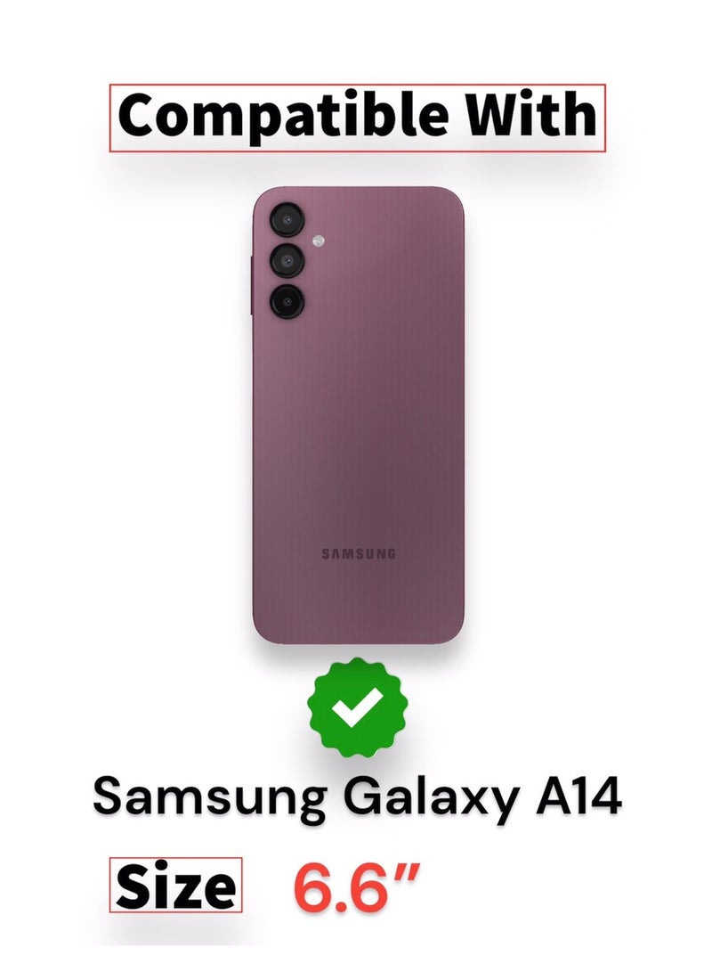 For Samsung Galaxy A14 Clear View Flip Case , Without Sensor , Stand Watching Position , Mirror Full Protection Cover Compatible With Samsung Galaxy A14 (6.6') (Blue) - Image 2