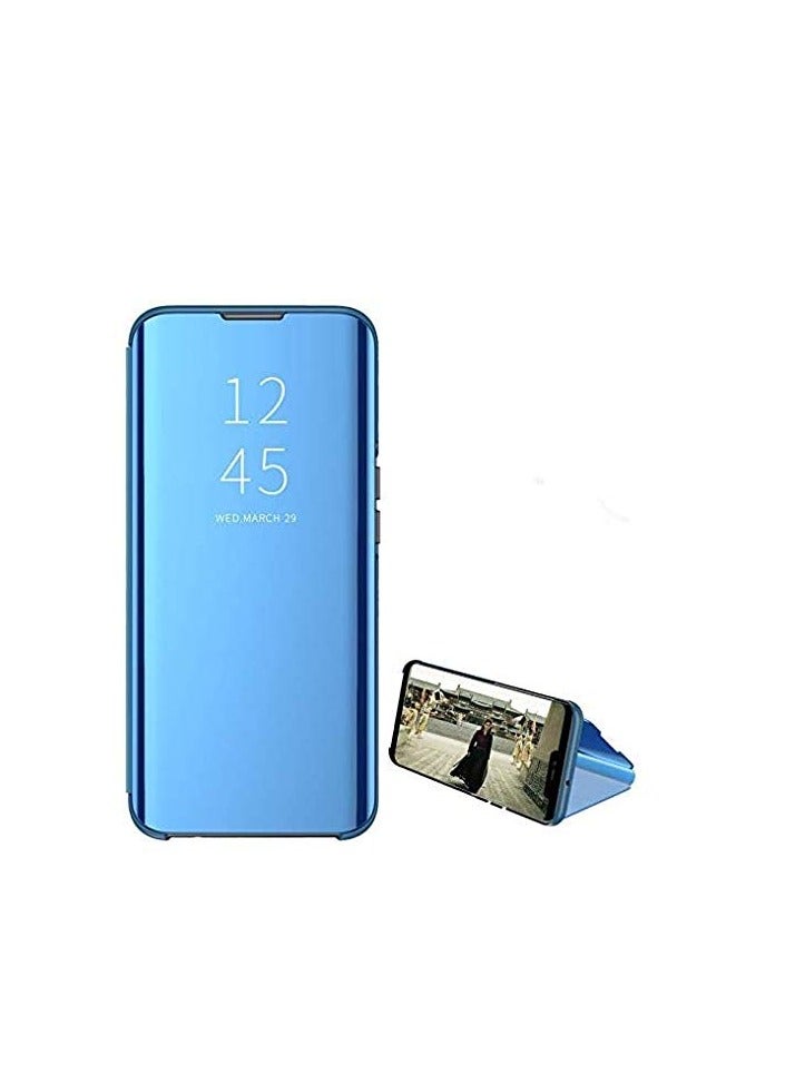 For Samsung Galaxy A14 Clear View Flip Case , Without Sensor , Stand Watching Position , Mirror Full Protection Cover Compatible With Samsung Galaxy A14 (6.6') (Blue) - Image 3