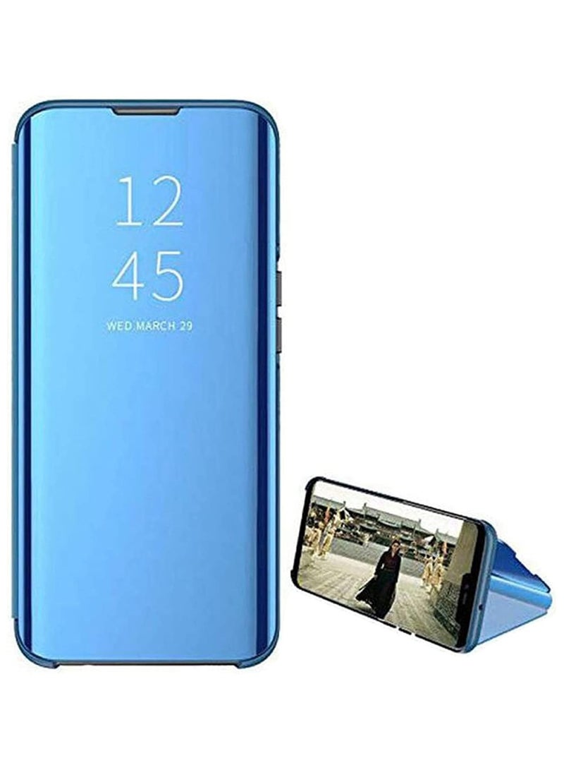 For Samsung Galaxy A14 Clear View Flip Case , Without Sensor , Stand Watching Position , Mirror Full Protection Cover Compatible With Samsung Galaxy A14 (6.6') (Blue) - Image 1