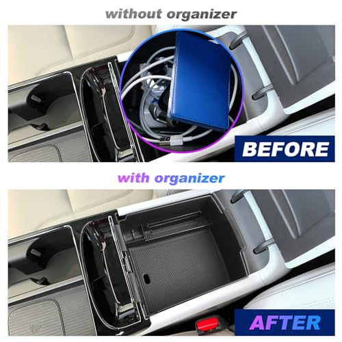 SXCY for 2025 Hyundai Tucson Center Console Organizer for 2025 Hyundai Tucson Accessories (Limited) Console Tray for 2025 Tucson Limited Armrest Storage Console Organizer (Black) - Image 3