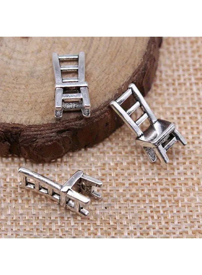 Silvery Mini Metal Backrest Chair Set For Dollhouse Decoration And Holiday Gift - Image 2