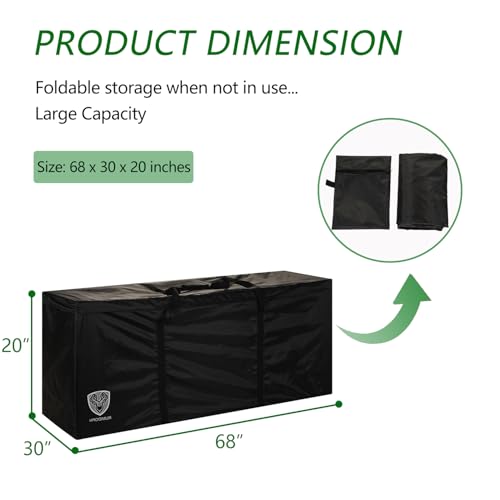 RUMIDOPH Outdoor Cushion Storage Bag Waterproof Square Large Patio Storage Bags with Zipper for Outdoor Furniture Cushion 68 x30 x20IN - Image 3