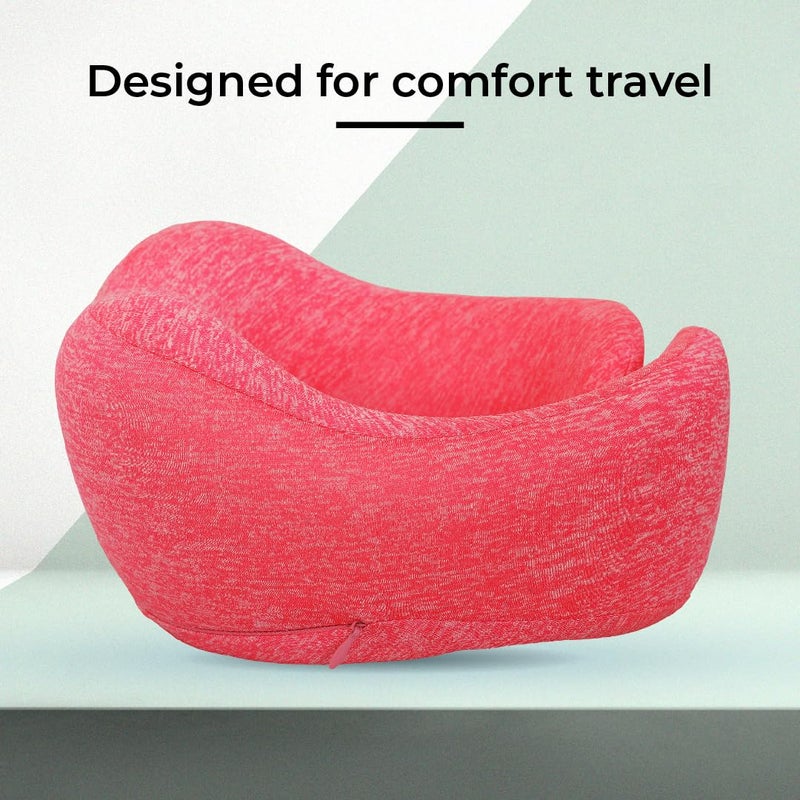 BELLYPIG BELLYPIG Premium Neck Pillow with Magnetic Lock Memory Foam Removable Washable Cover Fits for All Lightweight Neck Pillow for Bed Car Bus Flight Travel Office Pink - Image 2