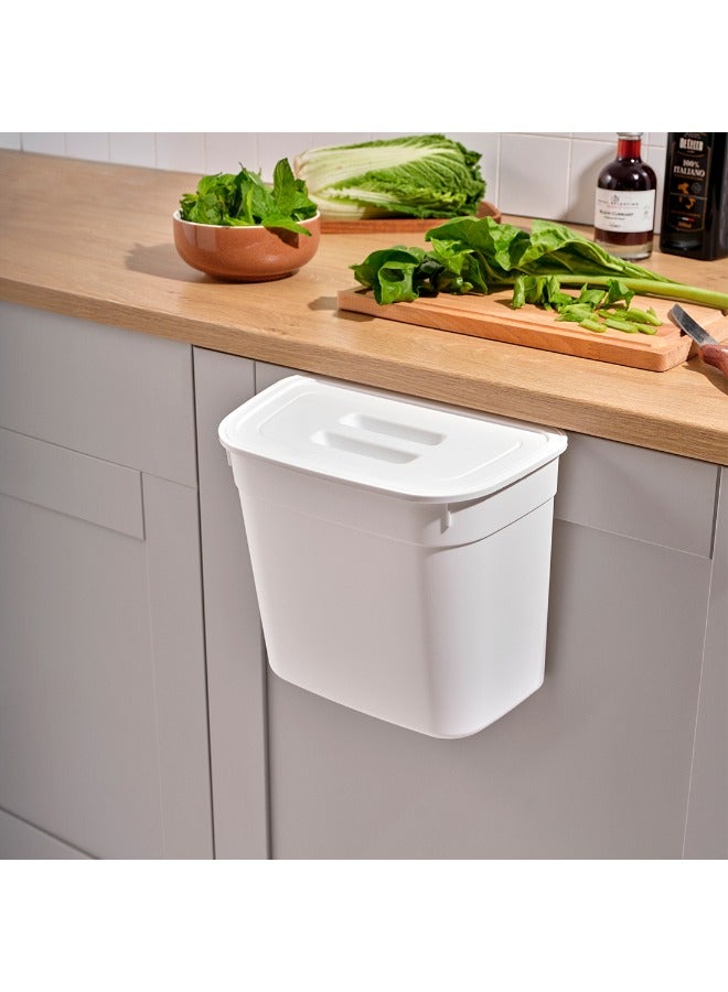 Hanging Bucket With Lid, Plastic Kitchen Basket Cabinet Door Classification, under Kitchen Sink Trash Bin Organizer-White - Image 1