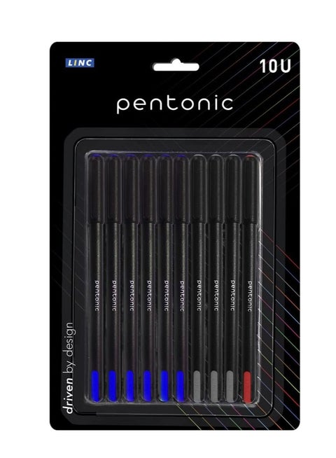 Pentonic LINC mm Ball Point Pen (Blue Black Red Ink, Pack of 10)