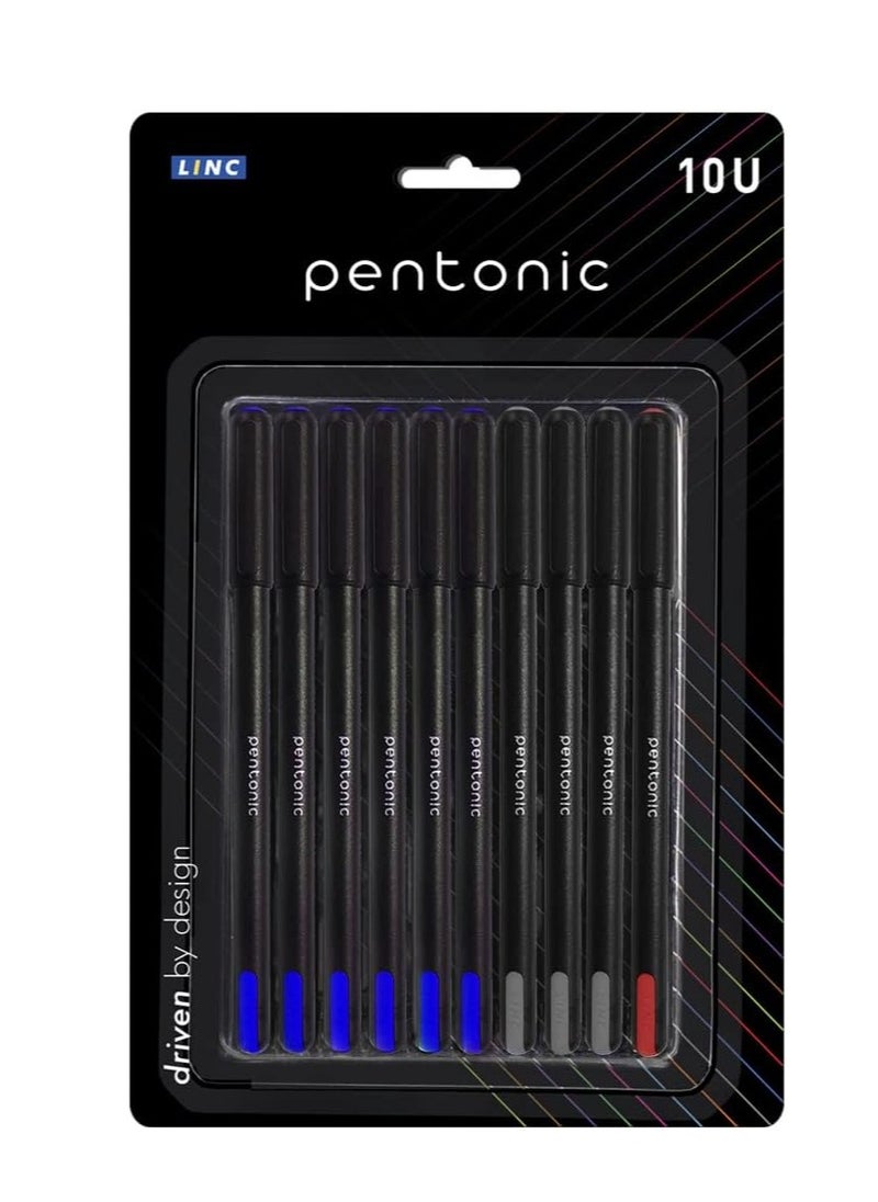 Pentonic - Pentonic LINC 0.7 mm Ball Point Pen (Blue Black & Red Ink, Pack of 10) - Image 1
