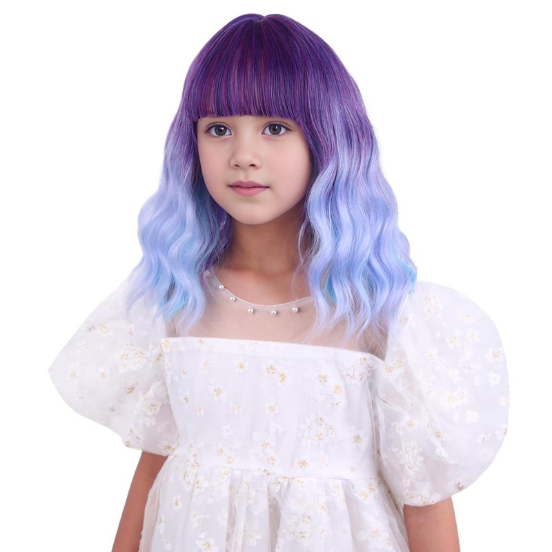 DUDUWIG Colorful Wig for Kids Girls Short Rainbow Wavy Curly Wig Child Multi-color Wigs with Air Bangs Heat Resistant Synthetic Hair with Cap - Image 3