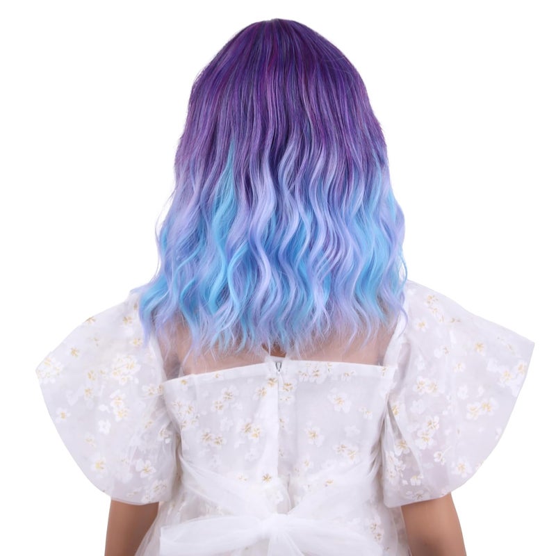DUDUWIG Colorful Wig for Kids Girls Short Rainbow Wavy Curly Wig Child Multi-color Wigs with Air Bangs Heat Resistant Synthetic Hair with Cap - Image 4