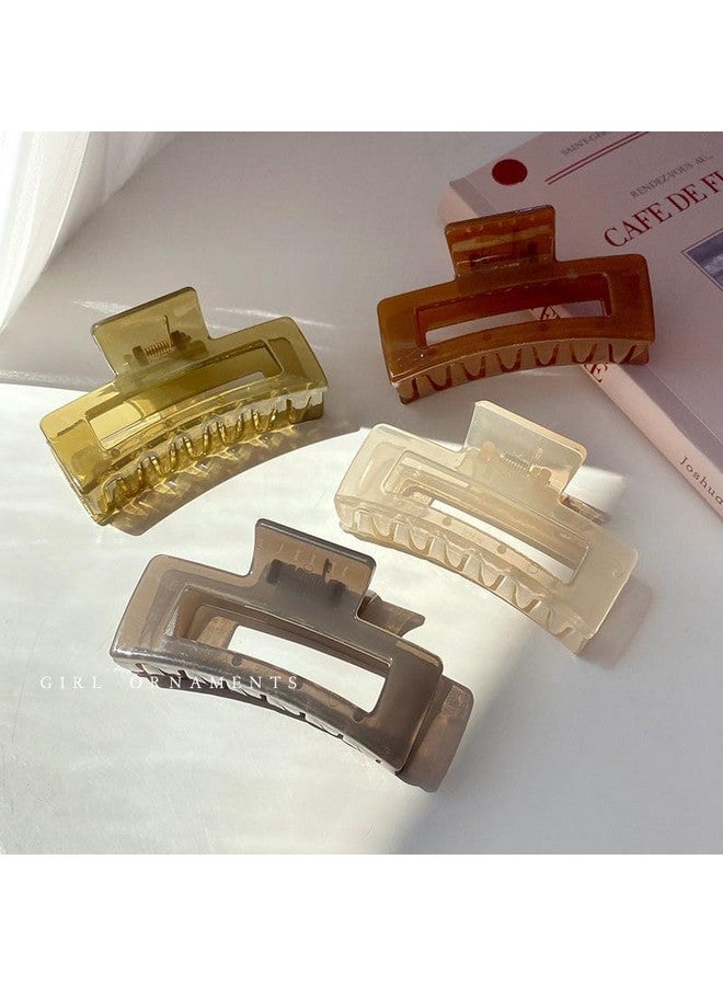 EPARTY 4 Pcs Fashion Hair Claws Hair Clips For Girls Women Transparent Hair Claws Oversize Ponytail Claw Clip Crab Hair Accessories Headwear,Assorted - Image 1