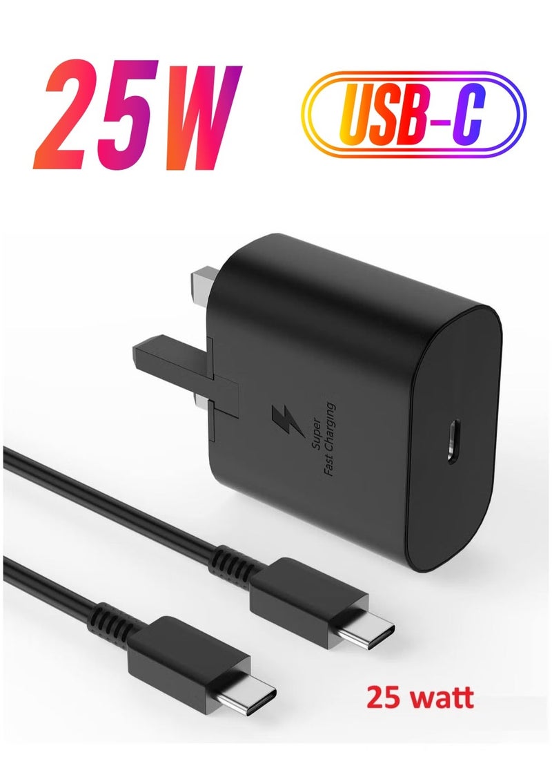 TIGER 25W USB-C Super Fast Charging PD Charger with 1m Cable | Compatible with Samsung Galaxy S25, S24, S23, S22, S21, S20 Ultra, S24+, S23+, S22+, S21+, A53, A15, A54, Fold, Flip – Type C Power Adapter - Image 1