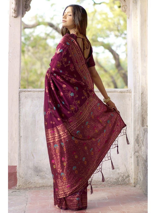 Janasya Janasya Women's Silk Saree (SAR296_Wine) - Image 5