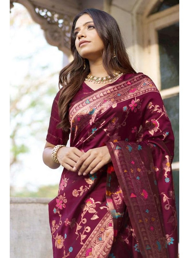 Janasya Janasya Women's Silk Saree (SAR296_Wine) - Image 3