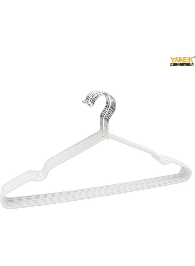 YANEK Metal Hangers For Shirt, Coat, Trousers Strong, Anti Slip & Space Saving Rubber Coated, 40 Cm (White) - Image 3
