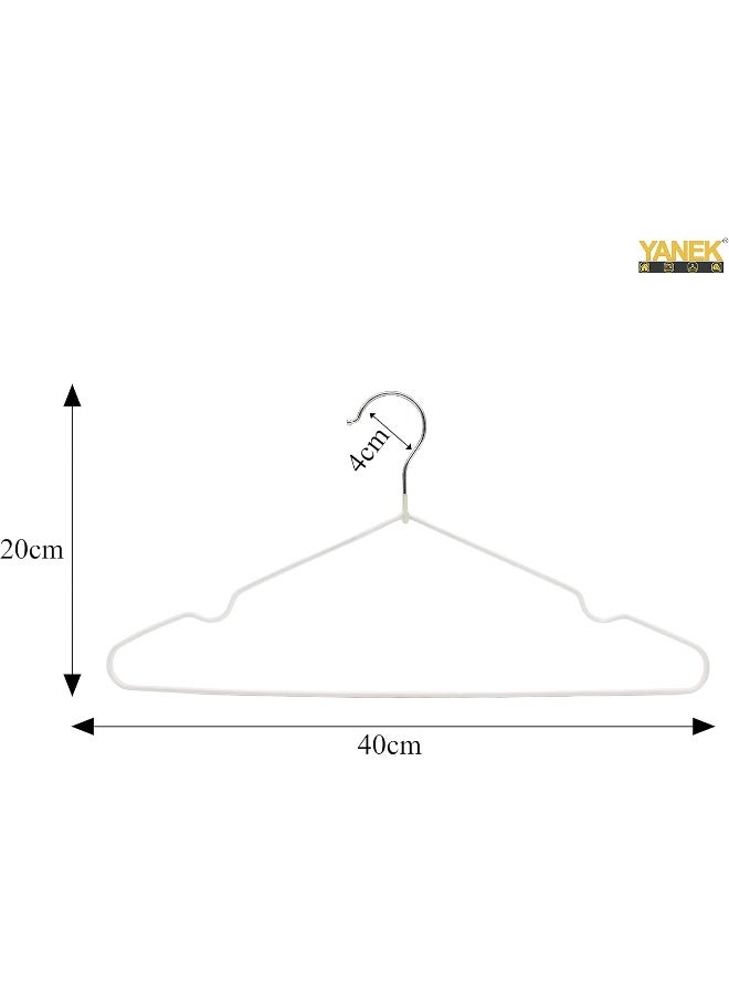 YANEK Metal Hangers For Shirt, Coat, Trousers Strong, Anti Slip & Space Saving Rubber Coated, 40 Cm (White) - Image 4