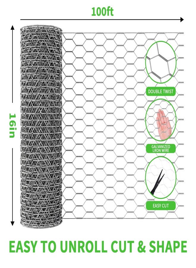 Bittesnew Craft Chicken Wire Mesh 16in x 100ft, Hexagonal Galvanized Wire Mesh for Poultry, Floral Wire Netting for Protecting Garden Plants, Vegetables, Flowers and Fruits from Dogs, Rabbits and Squirrels - Image 2