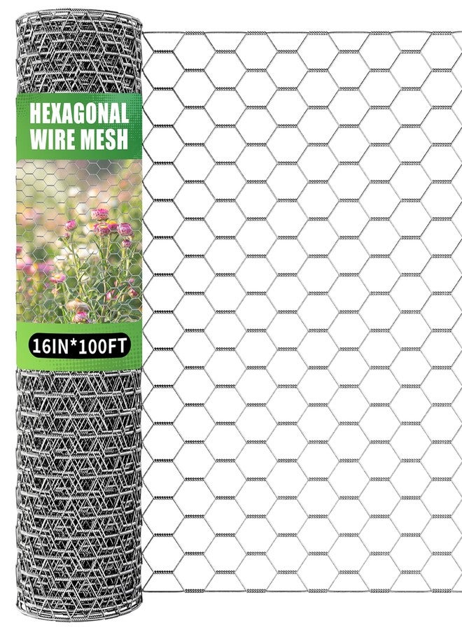 Bittesnew Craft Chicken Wire Mesh 16in x 100ft, Hexagonal Galvanized Wire Mesh for Poultry, Floral Wire Netting for Protecting Garden Plants, Vegetables, Flowers and Fruits from Dogs, Rabbits and Squirrels - Image 1