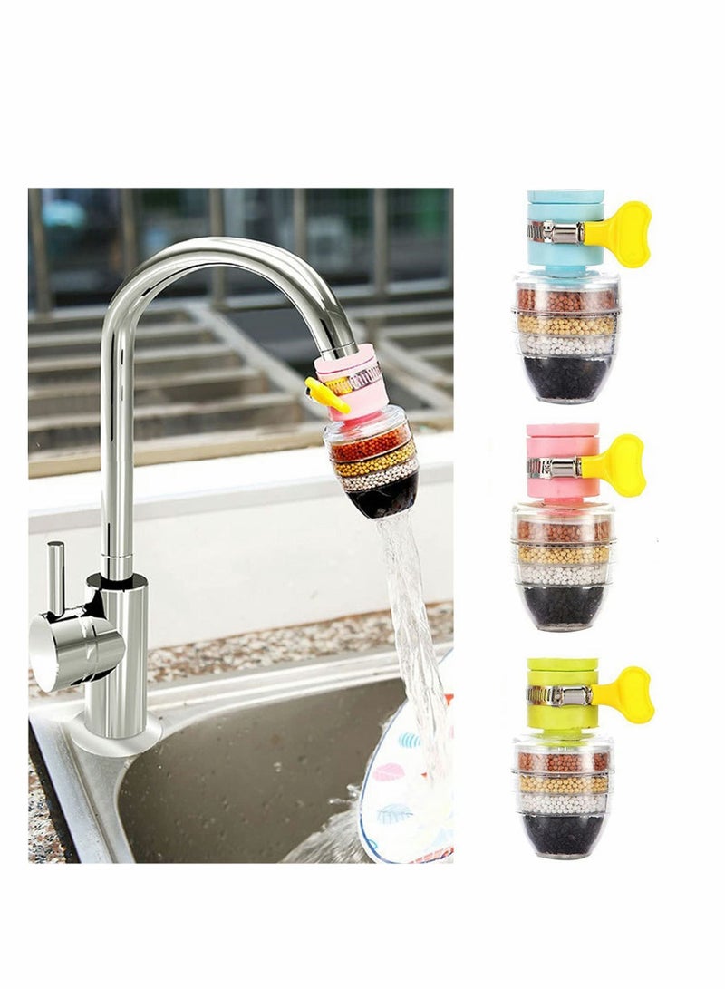 3 Pack Activated Carbon Faucet Water Filters Universal Interface Home Kitchen Faucet Tap Water Clean Purifier Filter Cartridge Six Layer Water Filter  - Image 1