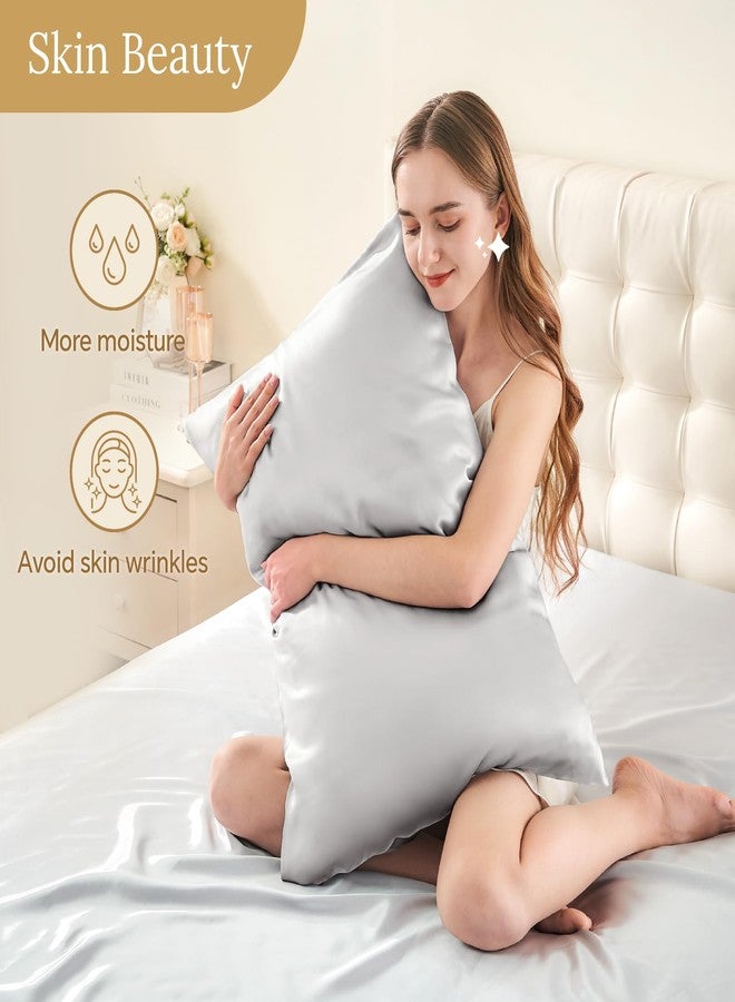 INFIIXSO Mulberry Silk Pillowcase for Hair and Skin, Silk Pillow Cases Standard Size with Hidden Zipper 20x26 Inches, Ultra Smooth and Soft Cooling Pillow Cases for Hot Sleepers(Light Grey, 1 Pack) - Image 3