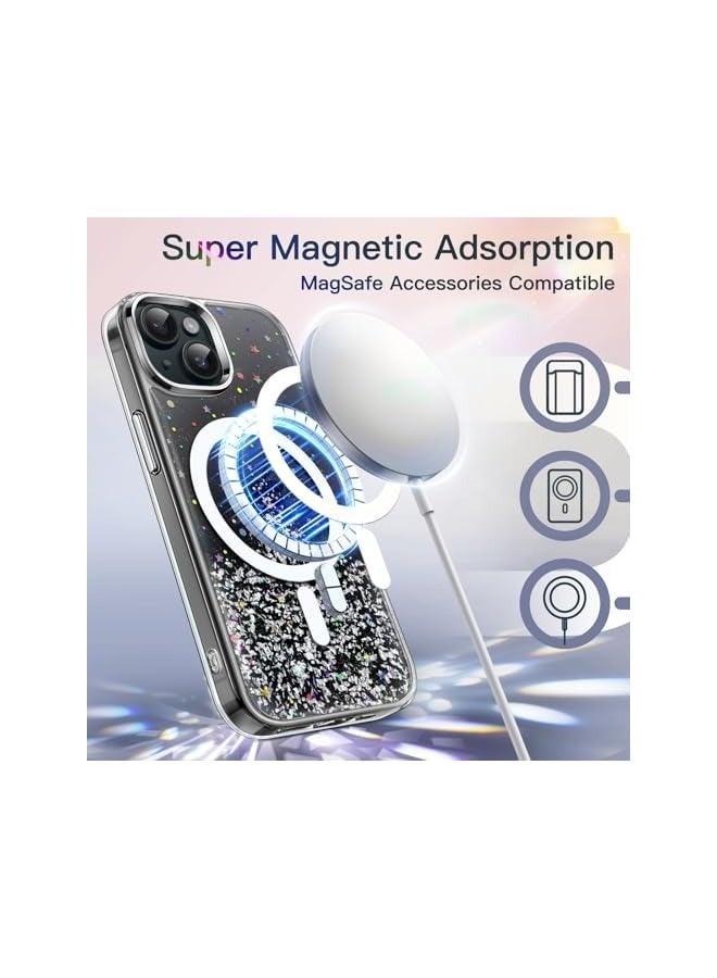 Jetech Glitter Case for iPhone 15 6.1-Inch Compatible with MagSafe, Clear Cute Bling Sparkle for Women and Girls, Shiny Shockproof Magnetic Sparkly Phone Cover (Black) - Image 4