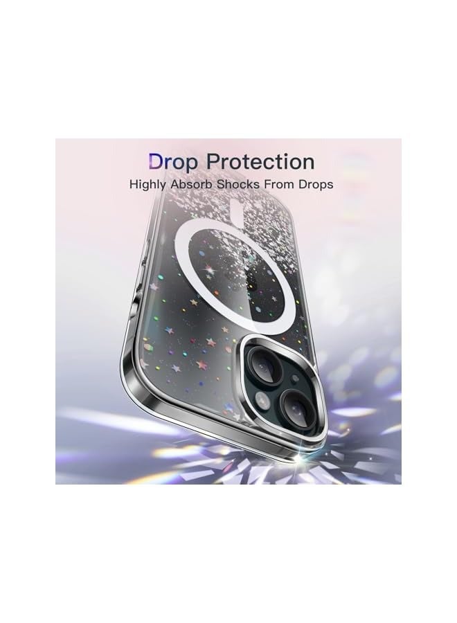 Jetech Glitter Case for iPhone 15 6.1-Inch Compatible with MagSafe, Clear Cute Bling Sparkle for Women and Girls, Shiny Shockproof Magnetic Sparkly Phone Cover (Black) - Image 5