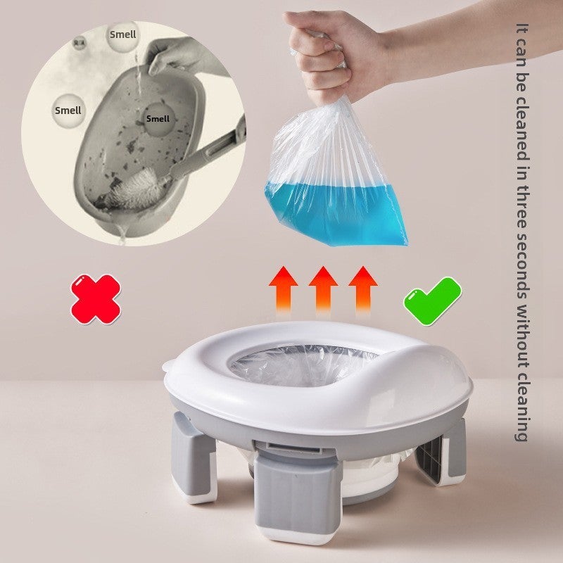Foldable Kids Toilet Seat: PP+TPE Material - Child-Friendly Safe & Comfortable Portable Potty Seat for Home Bathroom & Outdoor Travel - Image 4