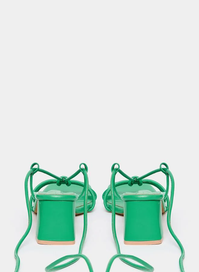 Styli Tie Around Criss Cross Block Heel Sandals