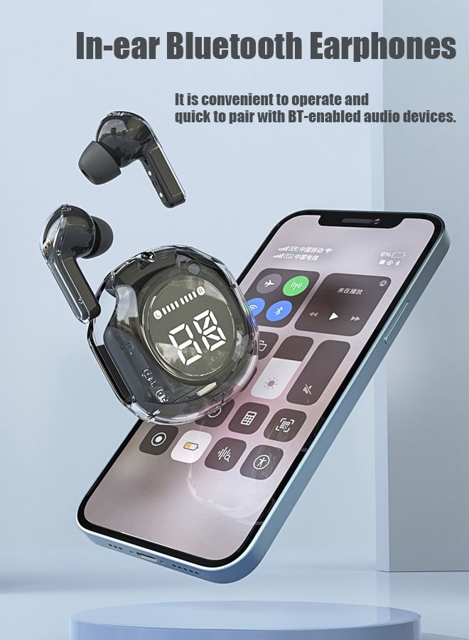 Hanayo Bluetooth Earphones Lightweight Hands-free Bluetooth Earphone Bluetooth 5.3 Magnetic Hatch Waterproof Dual Ear Digital Display In Ear Sport Bluetooth Earphones(Black) - Image 2