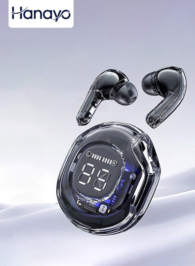 Hanayo Bluetooth Earphones Lightweight Hands-free Bluetooth Earphone Bluetooth 5.3 Magnetic Hatch Waterproof Dual Ear Digital Display In Ear Sport Bluetooth Earphones(Black) - Image 1