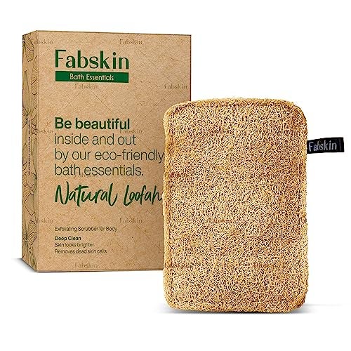 Fabskin Natural Organic Sun Dried Bath Loofah | Body Sponge & Scrubber for Men & Women | Organic Luffa for Bath Shower Skin Exfoliation - Image 1