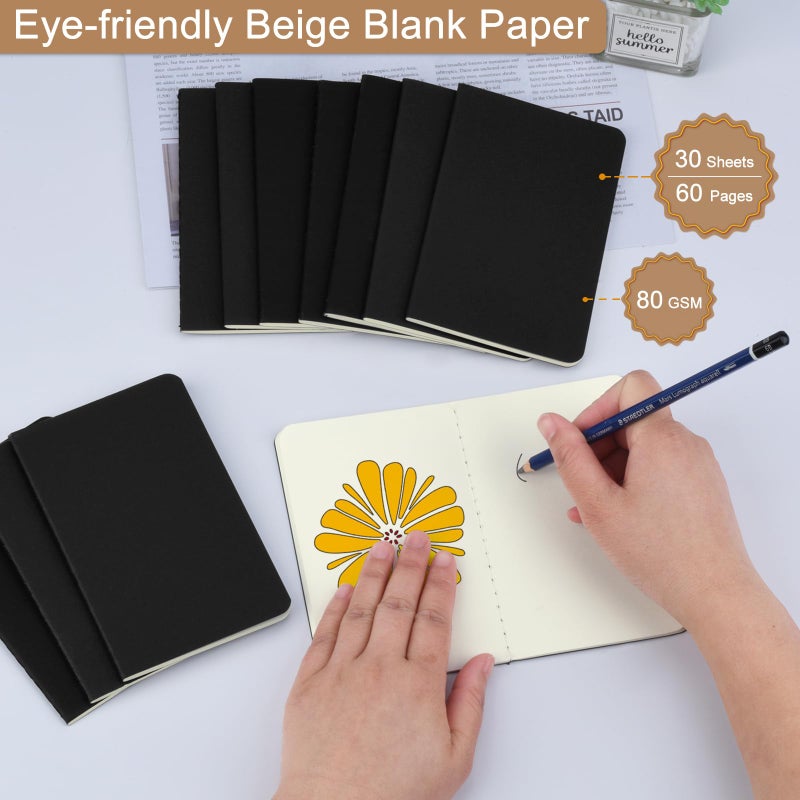 ZCZN 60 Pack Black Pocket Notebooks Bulk, 3.5 X 5.5 Inches Blank Paper Journaling Notebooks, 30 Sheets/60 Pages, Mini Journal Notebooks for Work, Writing, Drawing Memo Notepad(Black Cover) - Image 4