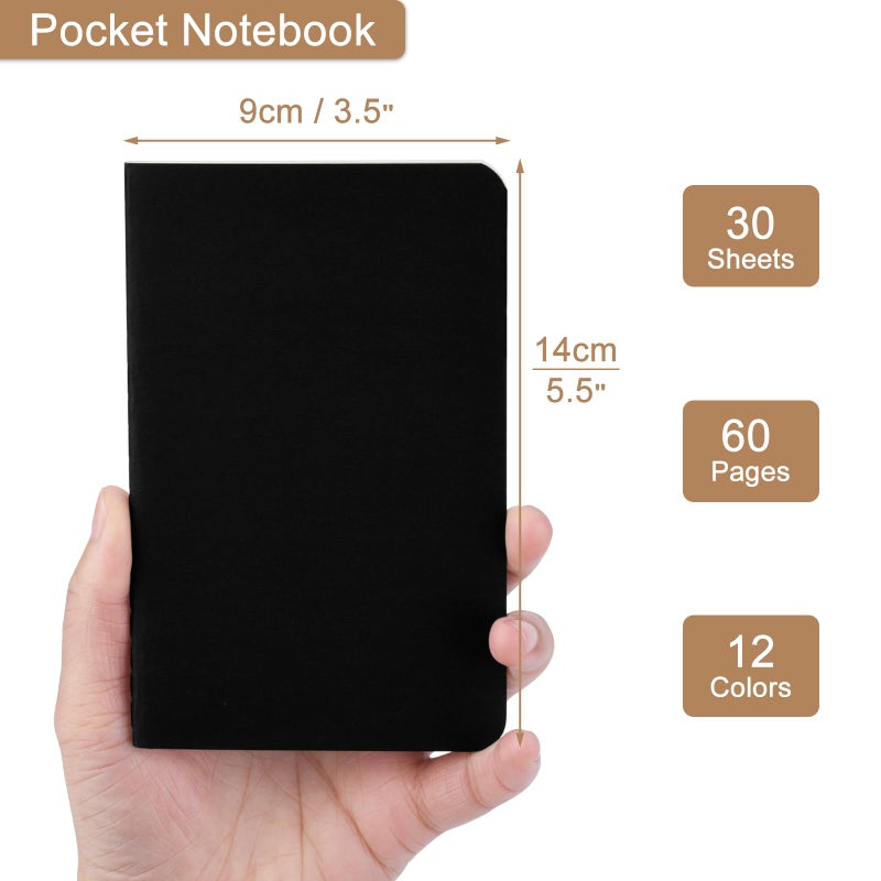 ZCZN 60 Pack Black Pocket Notebooks Bulk, 3.5 X 5.5 Inches Blank Paper Journaling Notebooks, 30 Sheets/60 Pages, Mini Journal Notebooks for Work, Writing, Drawing Memo Notepad(Black Cover) - Image 2