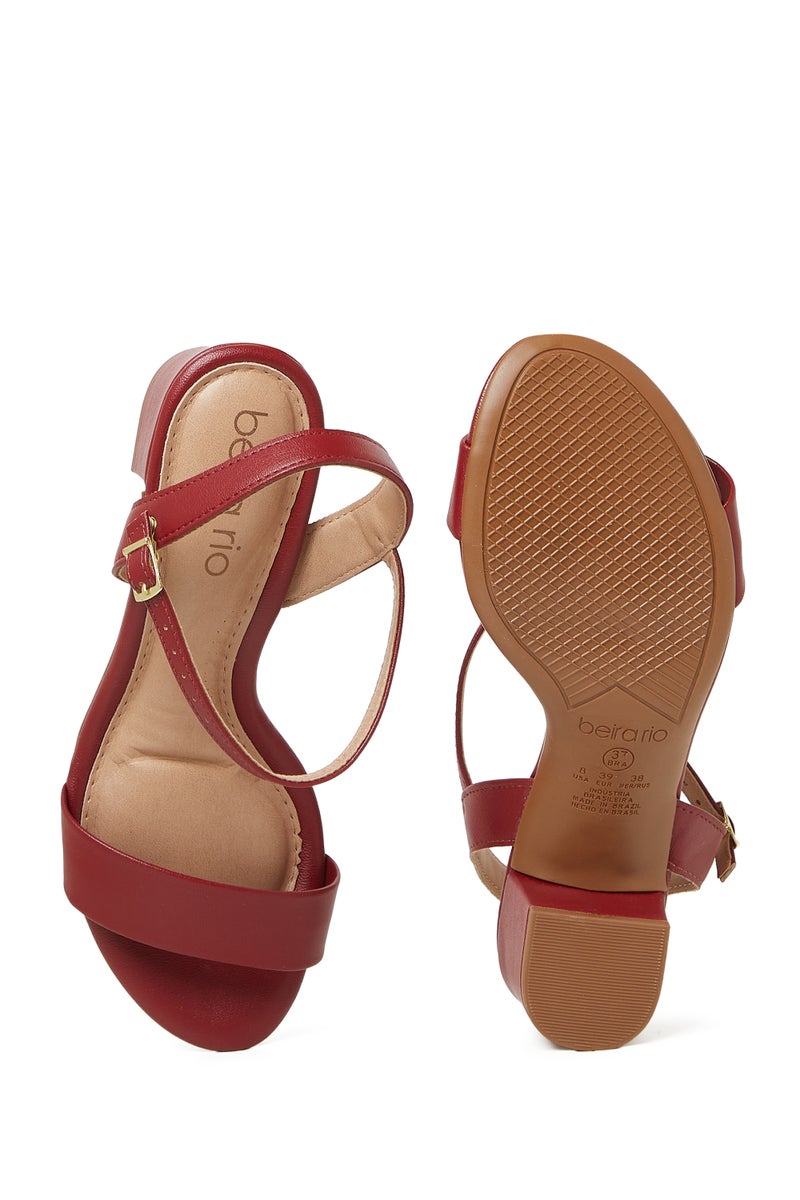BEIRA RIO Mid Heel Sandals for Ladies – CHERRY Sandals with Ankle Strap | Comfortable PU Upper & TPR Sole - Image 5