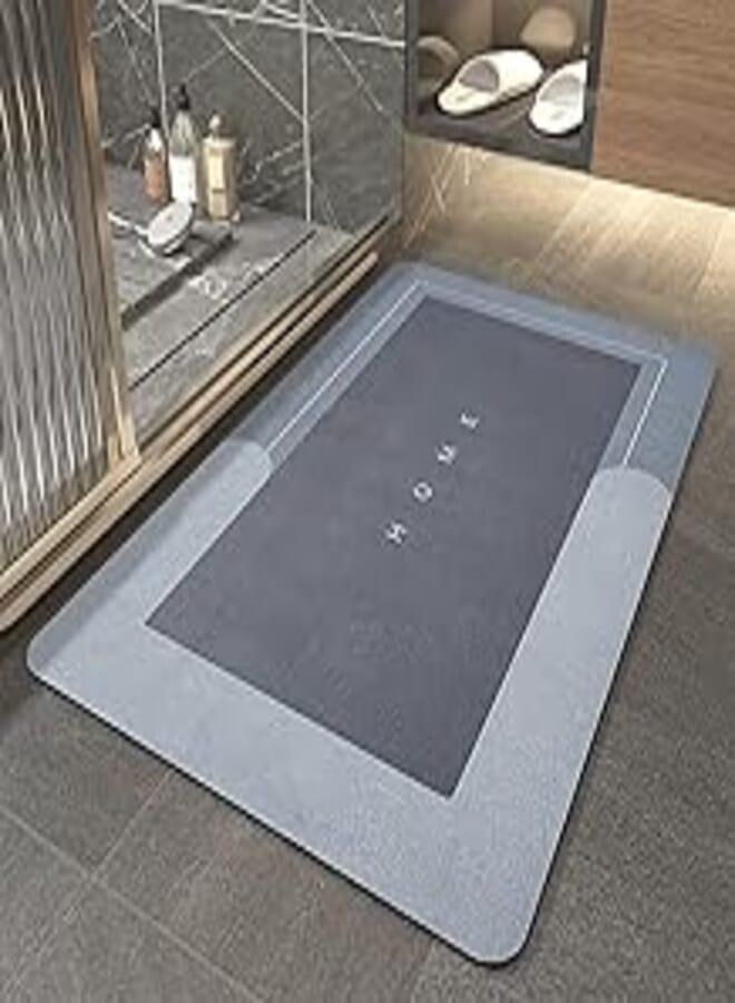 Arabest Bath Mats for Bathroom, Super Absorbent Floor Mat, Rubber Backed Dirt Resistant Bath Rugs, Quick Drying Non-Slip Bathroom Carpet for Kitchen Home Shower Bathtub (50x80cm, Rectangle Blue)