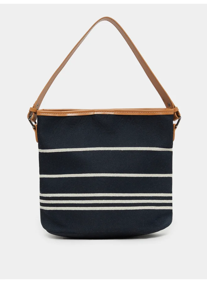 Styli Styli Striped Snap-Button Closure Shoulder Bag