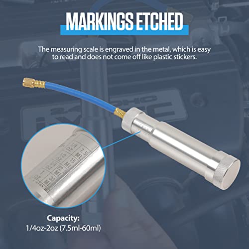 CMTOOL AC Oil and Dye Injector Tool with Scale, R134A Compressor Oil Injector Kit, Car A/C Kit with Snap Quick Coupler, HVAC Tool - Image 3