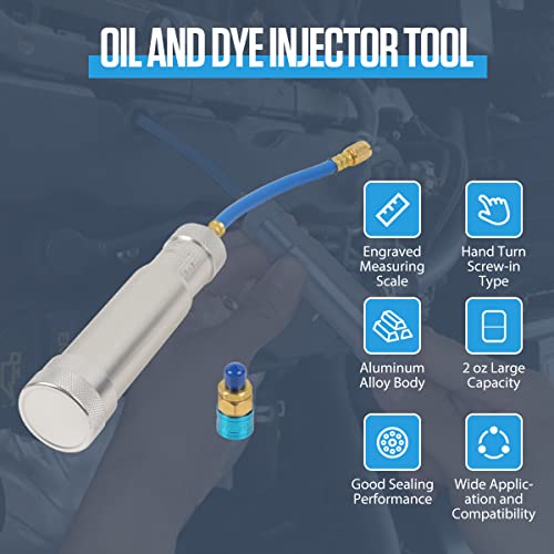 CMTOOL AC Oil and Dye Injector Tool with Scale, R134A Compressor Oil Injector Kit, Car A/C Kit with Snap Quick Coupler, HVAC Tool - Image 2