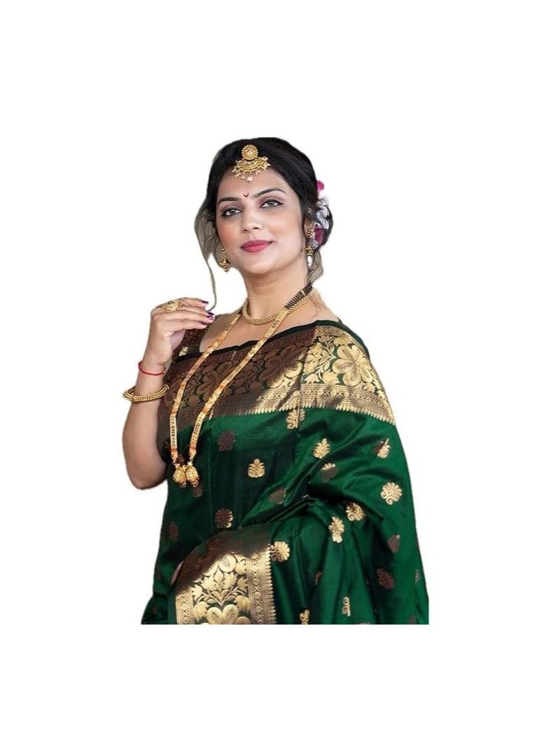Accessorize Kingdom - Women's Pure Banarasi Silk Saree Kanjivaram Style Saree With Blouse Piece For Wedding - Image 1