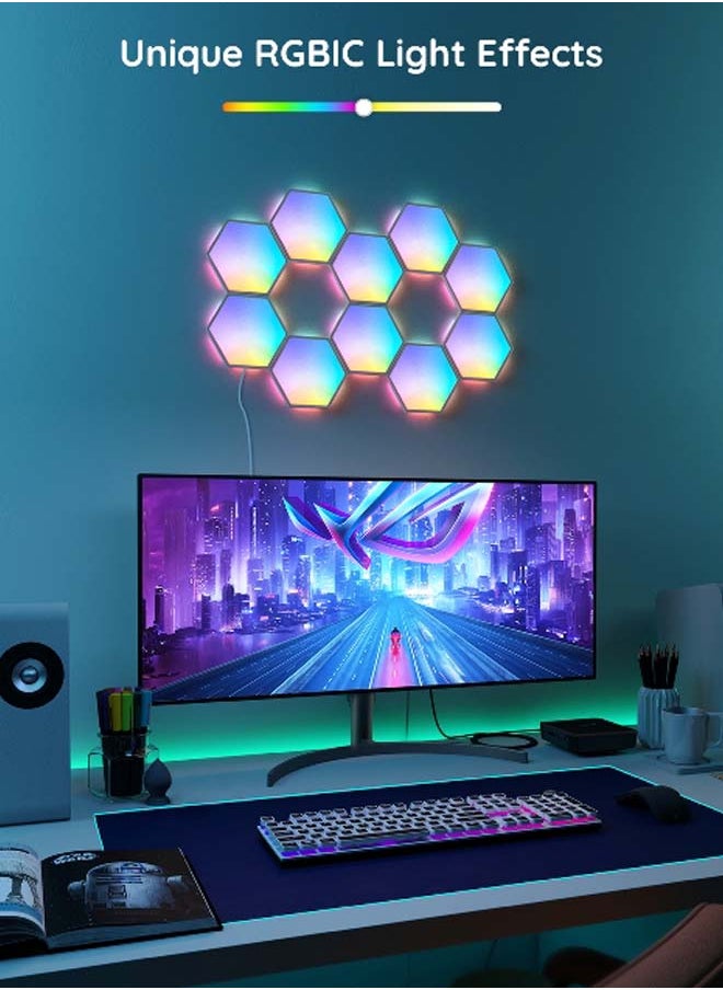 Govee - 10-Piece RGBIC Technology Smart Control Glide Hexa Light Panel Set Multicolour 22 x 20 x 22 cm H6061 - Image 1
