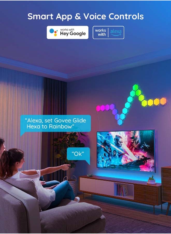 Govee - 10-Piece RGBIC Technology Smart Control Glide Hexa Light Panel Set Multicolour 22 x 20 x 22 cm H6061 - Image 1