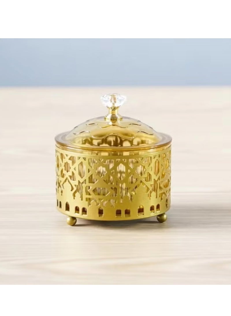 Gold Metal Candy Tray Dessert Snack Serving Tray for Ramadan Eid  Home Decoration - Image 1