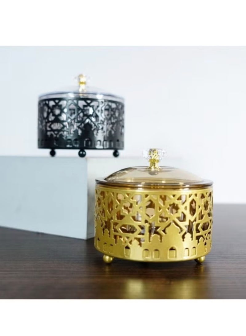 Gold Metal Candy Tray Dessert Snack Serving Tray for Ramadan Eid  Home Decoration - Image 2