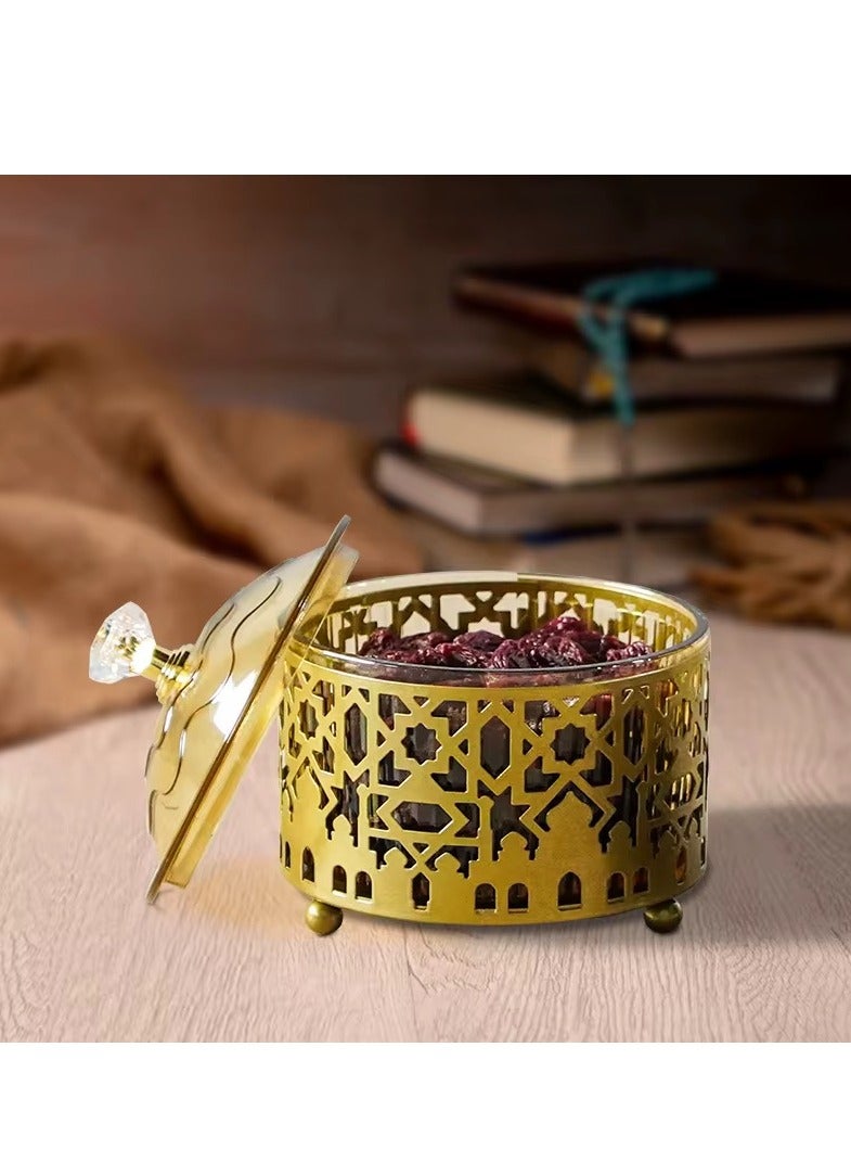 Gold Metal Candy Tray Dessert Snack Serving Tray for Ramadan Eid  Home Decoration - Image 3