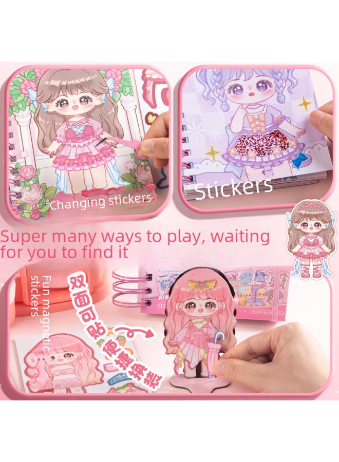 Kaba Bear دفتر ملصقات تلبيس الأميرة الصغيرة للأطفال - دفتر يدوي كرتوني DIY مع مشاهد زخرفية ودفتر صغير - Image 4