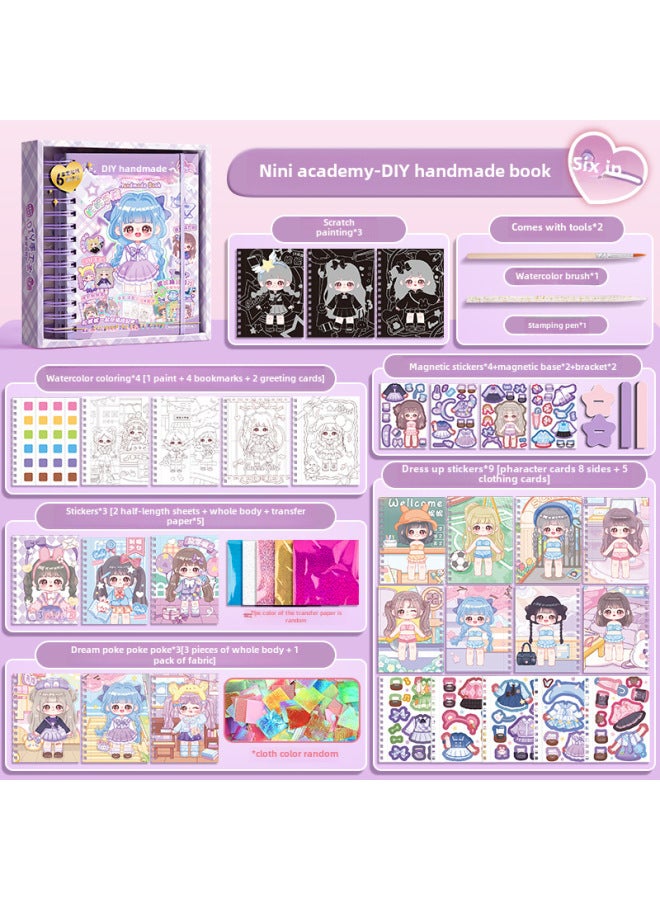 Kaba Bear دفتر ملصقات تلبيس الأميرة الصغيرة للأطفال - دفتر يدوي كرتوني DIY مع مشاهد زخرفية ودفتر صغير - Image 1