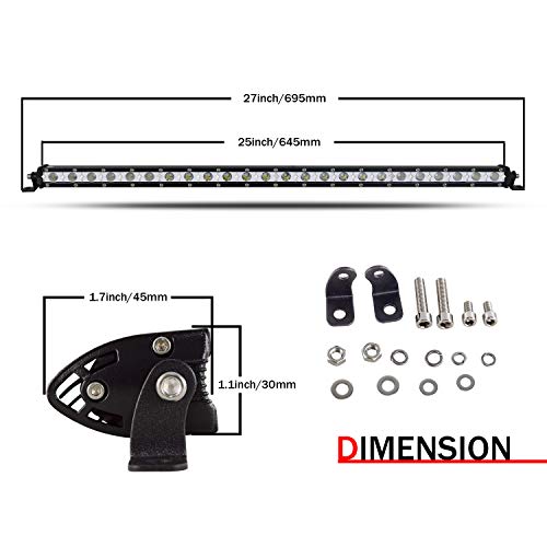 SKYWORLD 25 inch 120W Single Row LED Light Bar Low Profile Ultra Thin Slim Mini Spot Flood Combo Beam Off Road Driving Lights Led Fog Lights Boat Lighting ATV SUV UTV Truck - Image 2