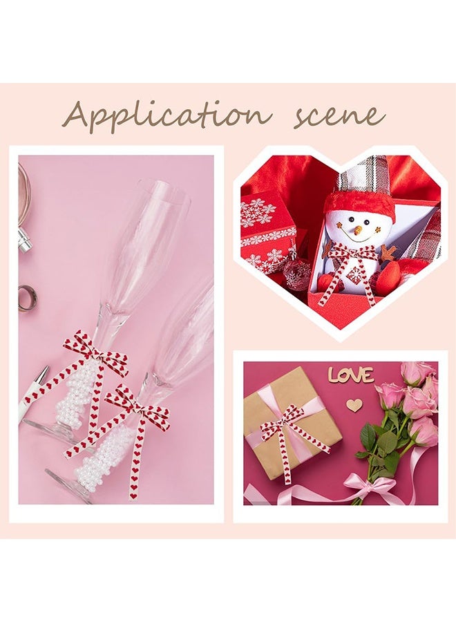 Quantum 2 PCS Cotton Ribbon, Wide Stitched Cotton Ribbon with Red Heart Pattern, Red Heart Pattern for Gift Wrapping Crafting Valentine and DIY Decoration - Image 4