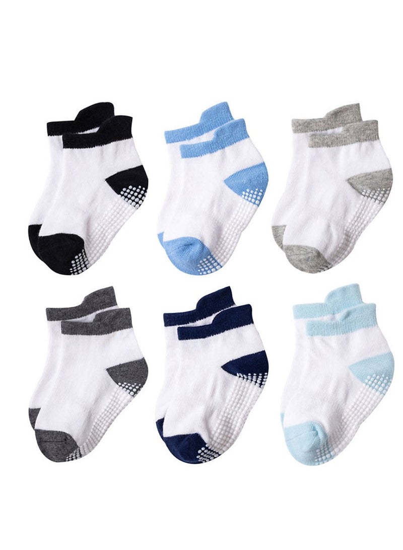 6 Pairs Of Anti-Slip Dispensing Glue Children's Socks Boys' Pure Cotton Socks S Size - Image 1