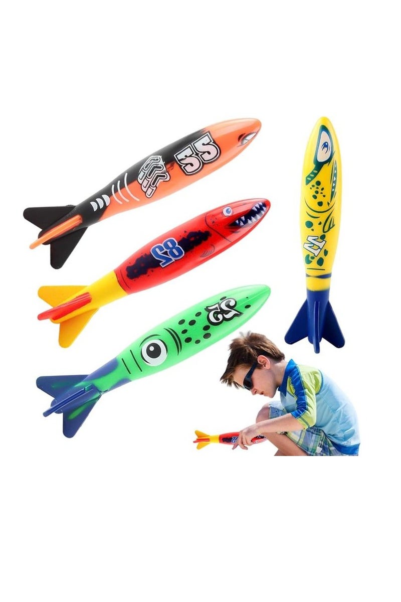 4pcs Underwater Torpedo Rockets, Underwater Diving Toy, Swimming and Diving Throwing Game, Fun Water Toys for Boys and Girls - Kids Toys - Image 1
