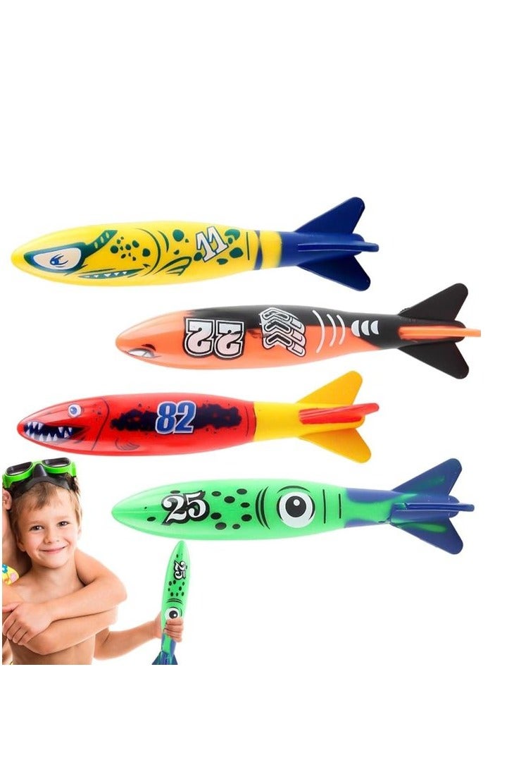 4pcs Underwater Torpedo Rockets, Underwater Diving Toy, Swimming and Diving Throwing Game, Fun Water Toys for Boys and Girls - Kids Toys - Image 2